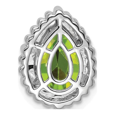 14K White Gold Peridot Pear Beaded Slide Pendant – view 4
