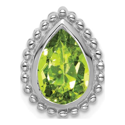 14K White Gold Peridot Pear Beaded Slide Pendant