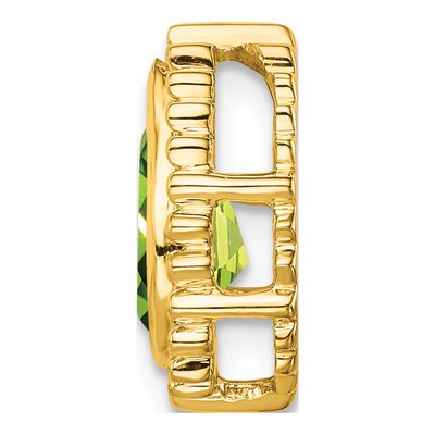 14K Yellow Gold Peridot Pear Beaded Slide Pendant – view 2