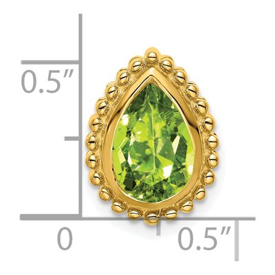 14K Yellow Gold Peridot Pear Beaded Slide Pendant – view 3