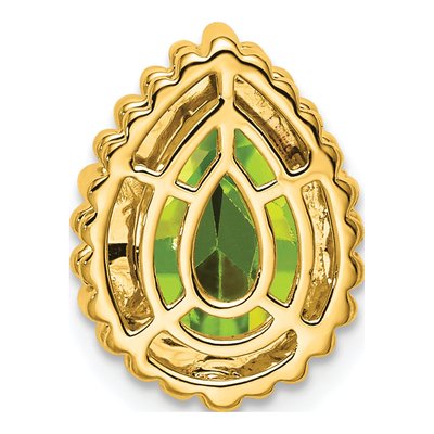 14K Yellow Gold Peridot Pear Beaded Slide Pendant – view 4