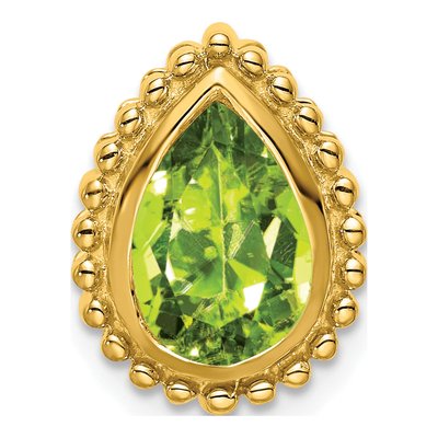 14K Yellow Gold Peridot Pear Beaded Slide Pendant