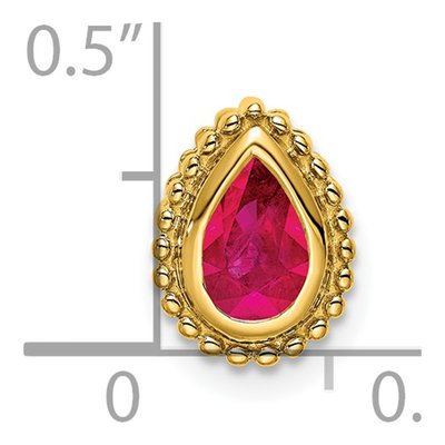 14K Yellow Gold Ruby Pear Beaded Slide Pendant – view 4