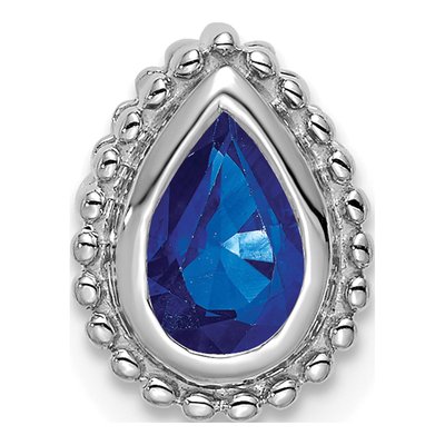 14K White Gold Sapphire Pear Slide Pendant