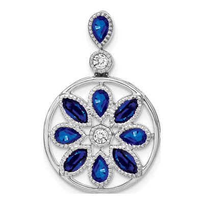 14K White Gold 0.09 ct tw Sapphire & Diamond Slide Pendant