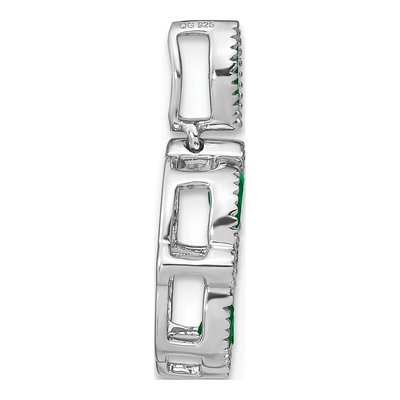 14K White Gold Emerald & Diamond Circle Slide Pendant – view 2