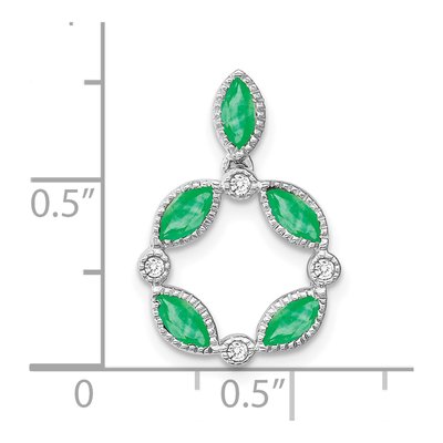 14K White Gold Emerald & Diamond Circle Slide Pendant – view 3