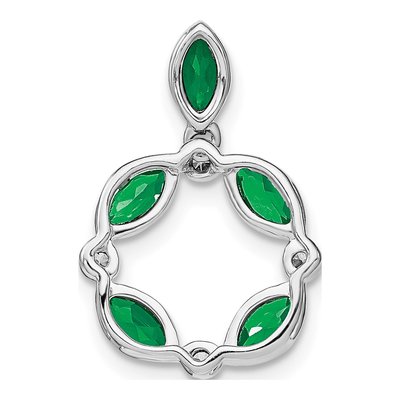 14K White Gold Emerald & Diamond Circle Slide Pendant – view 4