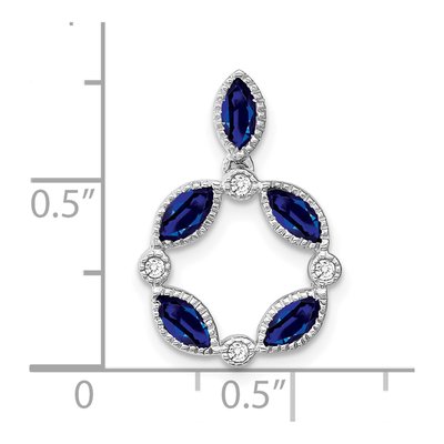 14K White Gold Sapphire & Diamond Marquise Slide Pendant – view 3