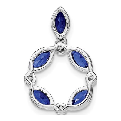 14K White Gold Sapphire & Diamond Marquise Slide Pendant – view 4