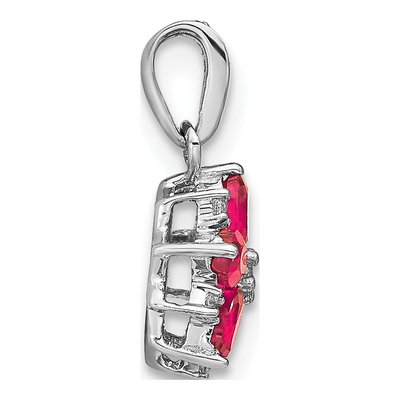 14K White Gold 1/15 ct tw Ruby & Diamond Floral Pendant – view 2