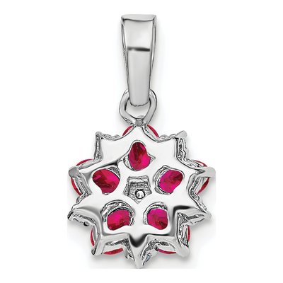 14K White Gold 1/15 ct tw Ruby & Diamond Floral Pendant – view 4