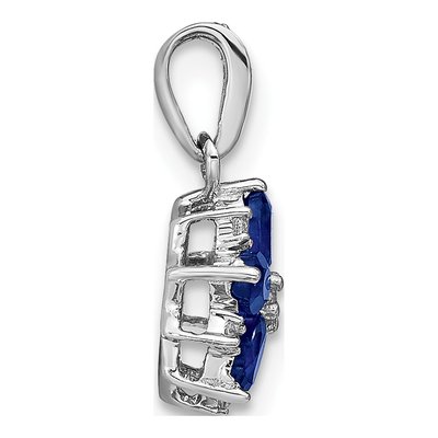 14K White Gold 1/15 ct tw Sapphire & Diamond Floral Pendant – view 3