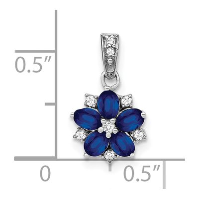14K White Gold 1/15 ct tw Sapphire & Diamond Floral Pendant – view 4
