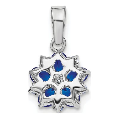14K White Gold 1/15 ct tw Sapphire & Diamond Floral Pendant – view 5