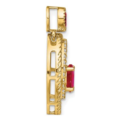 14K Yellow Gold 1/7 ct tw Ruby & Diamond Oval Pendant – view 2