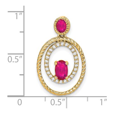 14K Yellow Gold 1/7 ct tw Ruby & Diamond Oval Pendant – view 3