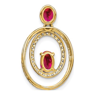 14K Yellow Gold 1/7 ct tw Ruby & Diamond Oval Pendant – view 4
