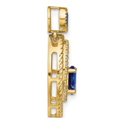 14K Yellow Gold 1/7 ct tw Sapphire & Diamond Oval Pendant – view 2