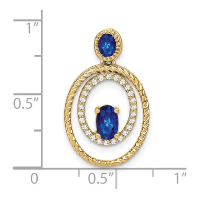 14K Yellow Gold 1/7 ct tw Sapphire & Diamond Oval Pendant – view 3