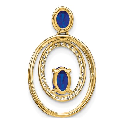14K Yellow Gold 1/7 ct tw Sapphire & Diamond Oval Pendant – view 4