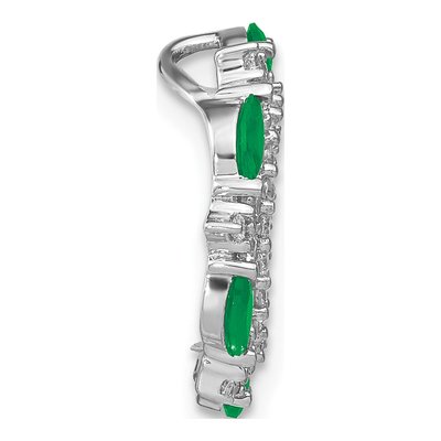 14K White Gold 0.48 ct tw Emerald & Diamond Circle Slide Pendant – view 2