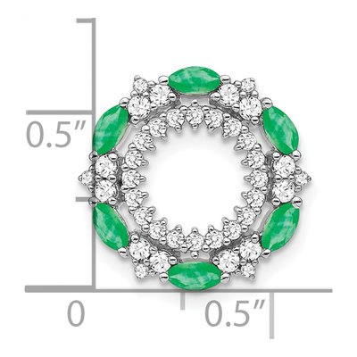 14K White Gold 0.48 ct tw Emerald & Diamond Circle Slide Pendant – view 3
