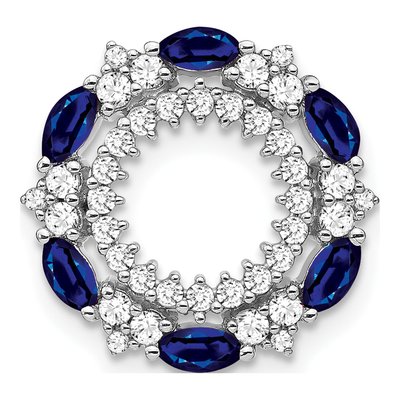 14K White Gold 0.48 ct tw Sapphire & Diamond Circle Slide Pendant