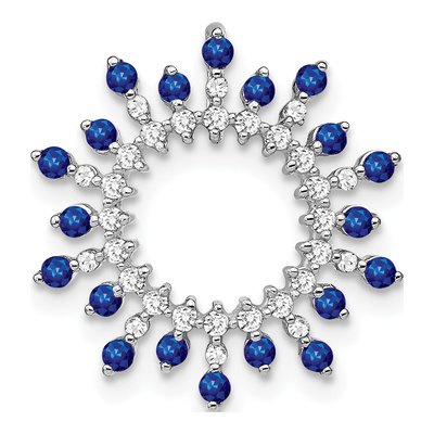 14K White Gold 1/5 ct tw Sapphire & Diamond Snowflake Slide Pendant