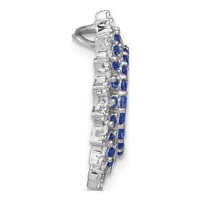 14K White Gold 0.34 ct tw Sapphire & Diamond Sunburst Slide Pendant – view 3