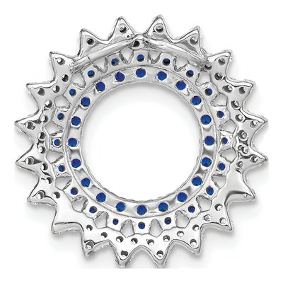 14K White Gold 0.34 ct tw Sapphire & Diamond Sunburst Slide Pendant – view 5