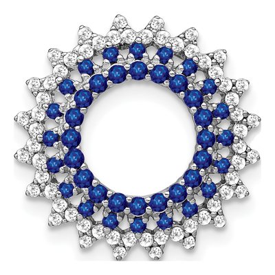 14K White Gold 0.34 ct tw Sapphire & Diamond Sunburst Slide Pendant