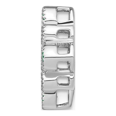 14K White Gold 1/10 ct tw Emerald & Diamond Pear Slide Pendant – view 2