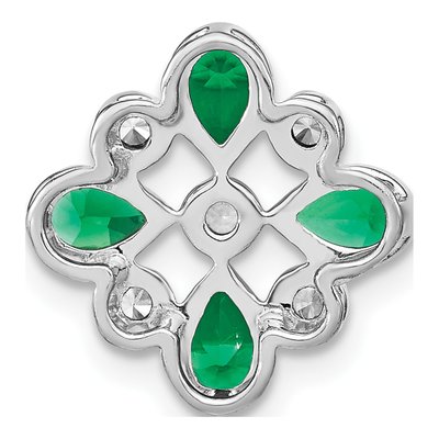 14K White Gold 1/10 ct tw Emerald & Diamond Pear Slide Pendant – view 4