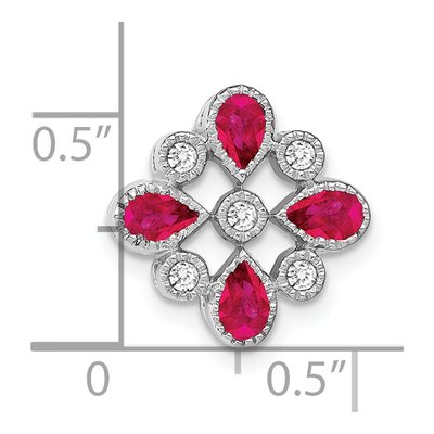 14K White Gold 1/10 ct tw Ruby & Diamond Slide Pendant – view 3
