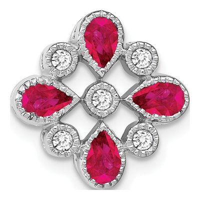 14K White Gold 1/10 ct tw Ruby & Diamond Slide Pendant