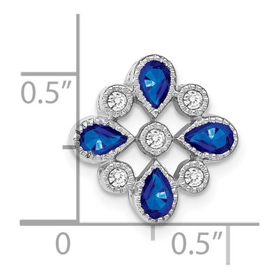 14K White Gold 1/10 ct tw Sapphire & Diamond Pear Slide Pendant – view 3