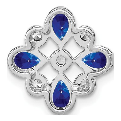 14K White Gold 1/10 ct tw Sapphire & Diamond Pear Slide Pendant – view 4