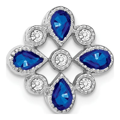 14K White Gold 1/10 ct tw Sapphire & Diamond Pear Slide Pendant