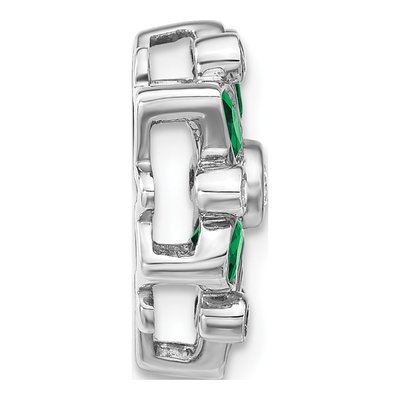 14K White Gold 1/8 ct tw Emerald & Diamond Slide Pendant – view 2