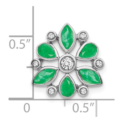 14K White Gold 1/8 ct tw Emerald & Diamond Slide Pendant – view 3