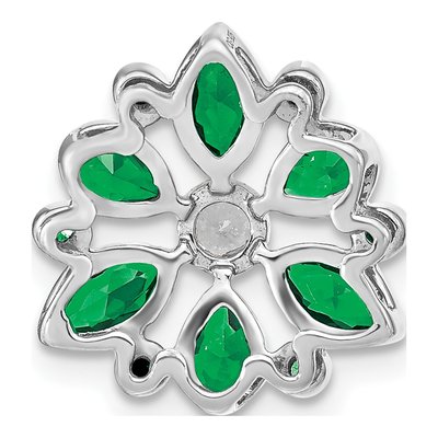 14K White Gold 1/8 ct tw Emerald & Diamond Slide Pendant – view 4