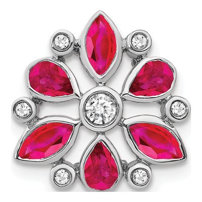 14K White Gold 1/8 ct tw Ruby & Diamond Slide Pendant