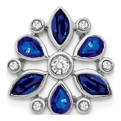 14K White Gold 1/8 ct tw Sapphire & Diamond Slide Pendant