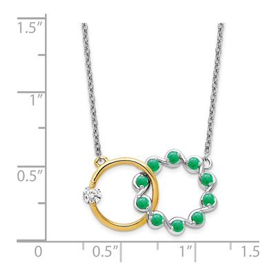 14K Two-Tone Gold 1/8 ct tw Emerald & Diamond Interlocked Necklace – view 3