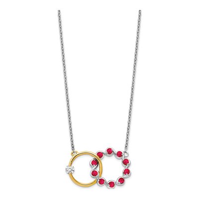 14K Two-Tone Gold 1/8 ct tw Ruby & Diamond Interlocked Necklace – view 2