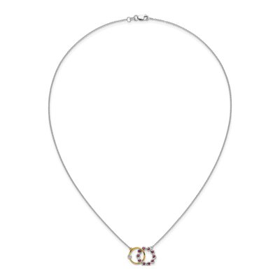14K Two-Tone Gold 1/8 ct tw Ruby & Diamond Interlocked Necklace – view 3