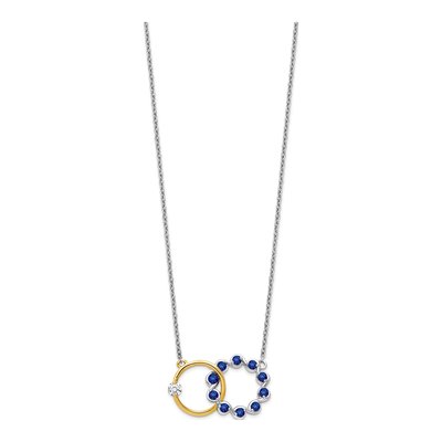 14K Two-Tone Gold 1/8 ct tw Sapphire & Diamond Interlocked Necklace – view 3