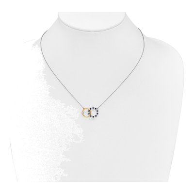 14K Two-Tone Gold 1/8 ct tw Sapphire & Diamond Interlocked Necklace – view 4