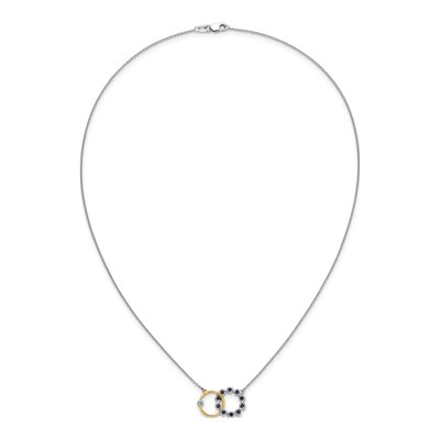 14K Two-Tone Gold 1/8 ct tw Sapphire & Diamond Interlocked Necklace – view 5